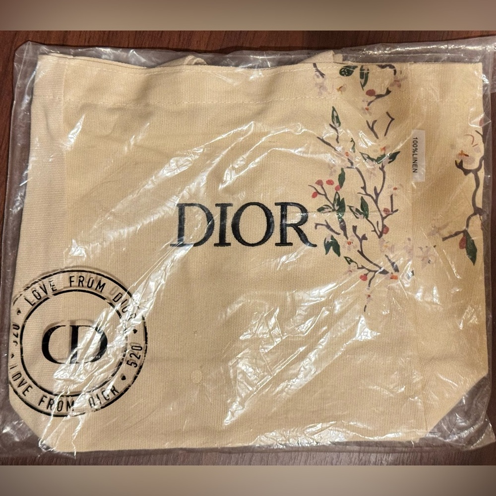 Dior Linen “Love From Dior” Cherry Blossom  Floral Tote Bag NIB